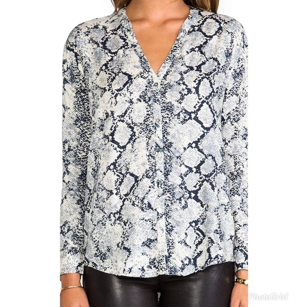 Soft Joie Dane Snake Print Blouse in Stonewash XS
